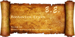 Bontovics Ervin névjegykártya
